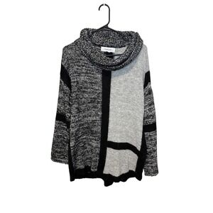 Workshop Republic Clothing Black Gray Color Block Cowl Neck Sweater